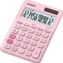 Casio MS-20UC Calculadora de Sobremesa Pequeña - Pantalla LCD de 12 Digitos - Alimentacion Solar y Pilas - Color Rosa