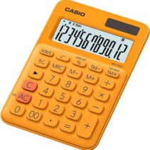 Casio MS-20UC Calculadora de Sobremesa Pequeña - Pantalla LCD de 12 Digitos - Alimentacion Solar y Pilas - Color Naranja