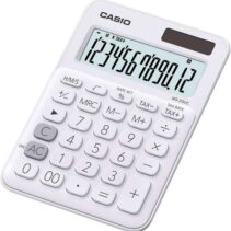 Casio MS-20UC Calculadora de Sobremesa Pequeña - Pantalla LCD de 12 Digitos - Alimentacion Solar y Pilas - Color Blanco