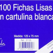 Mariola Pack de 100 Fichas Lisas Nº2 para Fichero - Medidas 125x75mm - Color Blanco