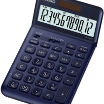 Casio JW-200SC Calculadora de Sobremesa - Pantalla LCD de 12 Digitos Inclinacion Ajustable - Alimentacion Solar y Pilas - Color Azul Marino