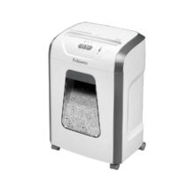 Fellowes 15C Destructora de Papel Manual 19L - Destruye hasta 15 Hojas - Particulas de 4x40mm - Nivel de Seguridad Din P-4 - Bloqueo de Seguridad - Destruye Grapas y Tarjetas de Credito - Color Blanco/Gris