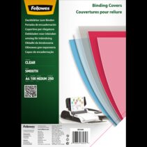 Fellowes Pack de 100 Portadas de Polietileno Transparentes para Documentos A4 - Grosor de 250 Micras - Ideal para Encuadernadoras de Espiral o Canutillo