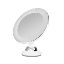 Orbegozo ESP 1010 Espejo Cosmetico con Luz LED - Aumento 10X - Ventosa Ajustable - Diametro 17cm - Luz Blanca para Corregir Imperfecciones - Funciona con 3 Pilas Aaa