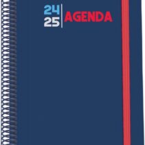 Dohe Select Agenda Escolar Espiral A5 - Semana Vista - Papel 70g/m2 - Cubierta de Carton Plastificado - Cierre de Goma Elastica - Color Azul