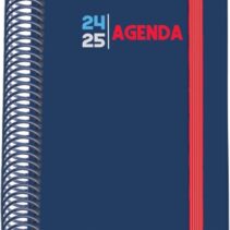 Dohe Select Agenda Escolar Espiral A6 - Dia Pagina - Papel 70g/m2 - Cubierta de Carton Plastificado - Cierre de Goma Elastica - Color Azul