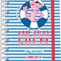 Dohe Pink Panther Sailing Agenda Escolar Espiral Wire?o A5 - Semana Vista - Papel 80g/m2 - Cubierta de Carton Plastificado - Cierre con Goma Elastica