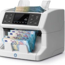 Safescan 2850 Contadora Automatica de Billetes - Deteccion Billetes Falsos en 3 Puntos - Pantalla Tactil y Menu Multilingüe - Notificaciones y Panel Superior de Mantenimiento