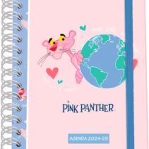 Dohe Pink Panther EcoPink Agenda Escolar Espiral Wire?o A5 - Semana Vista - Papel 80g/m2 - Cubierta de Carton Plastificado - Cierre con Goma Elastica