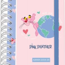 Dohe Pink Panther EcoPink Agenda Escolar Espiral Wire?o A6 - Dia Pagina - Papel 80g/m2 - Cubierta de Carton Plastificado - Cierre con Goma Elastica