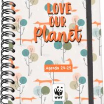 Dohe WWF Love our Planet Agenda Escolar Espiral Wire?o A5 - Semana Vista - Papel 80g/m2 - Cubierta de Carton Plastificado - Cierre con Goma Elastica