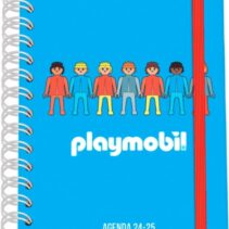 Dohe Playmobil Core Agenda Escolar Espiral Wire?o A5 - Semana Vista - Papel 80g/m2 - 4 Hojas de Pegatinas - Cubierta de Carton Plastificado - Cierre con Goma Elastica - Color Azul