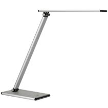 Unilux Lampara de Escritorio LED Terra - Iluminacion LED de Bajo Consumo - Diseño Moderno y Elegante - Brazo Flexible para Ajustar la Luz - Color Gris Metalizado