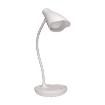 Unilux Lampara de Escritorio LED Ukky - Iluminacion LED de Bajo Consumo - Diseño Moderno y Elegante - Brazo Flexible para Ajustar la Luz - Color Blanco