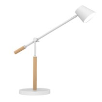 Unilux Lampara de Escritorio LED Vicky - Diseño Moderno y Elegante - Luz LED de Bajo Consumo - Ajustable en Altura y Angulo - Color Blanco/Madera