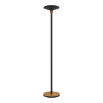 Unilux Baly Bamboo Lampara de Pie LED - Atenuador Tactil de 3 Intensidades - Luz Calida - Fabricada en Bambu y Acero - Base Resistente - Color Negro