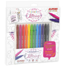 Alpino Color Experience Pack de 12 Rotuladores Dual Artist + Libro Guia de Iniciacion al Lettering - Doble punta (Fina 0