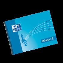 Oxford Cuaderno de Musica Espiral Formato 4º Apaisado 20 Hojas - 8 Pentagramas Interlineado de 2mm - Tapa Blanda - Color Azul