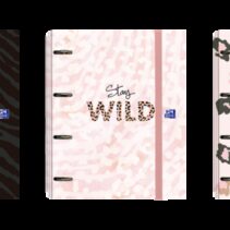 Oxford Animal Print Europeanbinder - Tapa Extradura con Diseño Animal Print - Lomo de 45mm - Anillas de 4Dx35mm - Incluye Recambio 5x5 Pastel