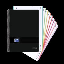 Oxford Europeanbook 8 Live & Go Cuaderno Espiral A4+ 160 Hojas Cuadricula 5x5 - 8 Bandas de Color - Tapa de Plastico Resistente - Color Negro