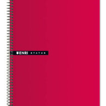 Enri Status Fº Tapa Dura Cuaderno Espiral 4x4 con Margen 100 Hojas Rojo - Resistente Tapa Dura - Cuadriculado 4x4 con Margen - 100 Hojas de Alta Calidad - Color Rojo