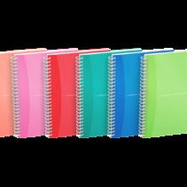 Oxford Office My Colours Cuaderno Espiral A5 - Tapa de Plastico Resistente - Espiral Doble para Mayor Durabilidad - Cuadricula 5x5 Ideal para Matematicas - 90 Hojas de Alta Calidad - Colores Surtidos