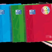 Oxford School Classic Europeanbook 4 Cuaderno Doble Espiral A4+ Cuadricula 5x5 - 120 Hojas Microperforadas 4 Taladros - Tapa Extradura Resistente - Incluye 3 Separadores - Colores Surtidos