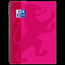 Oxford School Classic Cuaderno Espiral Tapa de Plastico Folio 4x4 - 80 Hojas - Margen - Ideal para Estudiantes - Color Fucsia