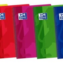 Oxford School Classic Cuaderno Espiral Folio 80 Hojas 1 Linea con Margen - Tapa de Plastico Resistente - Colores Surtidos