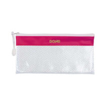 Dohe Bolsa Apaisada Tamaño 22x11cm - Fabricada en PVC - Resistente al Agua - Ideal para Viajes - Cierre de Cremallera - Banda Color Fucsia