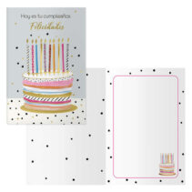 Dohe Pack de 6 Tarjetas de Felicitacion de Cumpleaños - 11.5x17cm - Impresion a Todo Color - Estampaciones con Pelicula de Color - Estampacion en Seco - Papel Offset Blanco de 300gr - Incluye Sobre de Color