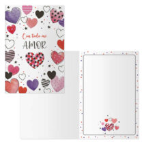 Dohe Pack de 6 Tarjetas de Felicitacion de San Valentin - 11.5x17cm - Impresas a Todo Color - Estampaciones con Pelicula de Color - Estampacion en Seco - Papel Offset Blanco de 300gr - Incluye Sobre de Color