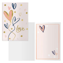 Dohe Hearts Pack de 6 Tarjetas de Felicitacion para Parejas - 11.5x17cm - Impresion a Todo Color - Estampaciones con Pelicula de Color - Estampacion en Seco - Papel Offset Blanco de 300gr - Incluye Sobre de Color