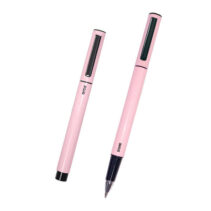 Dohe Boligrafos Elegantes de Metal Ligero - Cuerpo Ovalado en Rosa - Ergonomicos y Deslizamiento Perfecto - Capucha con Clip a Juego - Fabricados en Aluminio - Incluye Tinta Azul