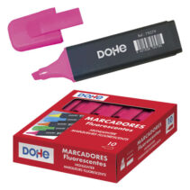 Dohe Marcadores Fluorescentes - Punta Biselada de 1-5mm - Clip en la Capucha - Apto para Todo Tipo de Papel - Color Rosa