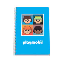 Dohe Playmobil Cuaderno Espiral Folio Cuadricula 4x4 80 hojas en Papel Offset 90gr - Cubierta Impresa a todo Color y Plastificada en Brillo - Guardas Impresas