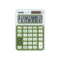 Dohe Calculadora de Sobremesa Pequeña 12 Digitos - Teclas de Gran Formato - 4 Teclas de Memoria - Apagado Automatico - Alimentacion Solar y Pilas - Color Blanco/Verde