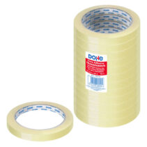 Dohe Pack de 12 Cintas Adhesivas de Polipropileno 12mm x 66m- Alta Resistencia y Potente Adhesivo - Transparente