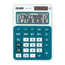 Dohe Calculadora de Sobremesa Mediana 12 Digitos - Teclas de Gran Formato - 4 Teclas de Memoria - Apagado Automatico - Alimentacion Solar y Pilas - Color Blanco/Azul