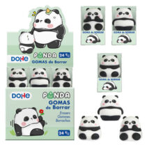 Dohe Expositor de 24 Gomas de Borrar Diseño Panda - Fabricada en PVC - Suave y Agradable Tacto - Envasadas Individualmente