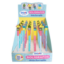 Dohe Expositor de 36 Boligrafos Cactus - Tinta Azul Borrable - Capucha con Motivo Cactus