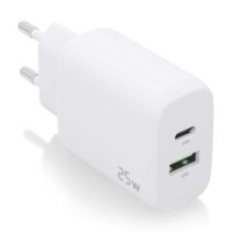 Aisens Cargador 25W - 1xUSB-C PD3.0 - 1xUSB-A QC3.0 - Color Blanco