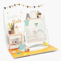 Pictura Tarjeta 3D Pop-Up - 16x16cm - Tematica Bebes - Embolsada Individualmente - Incluido Sobre Blanco - Papel con Certificacion FSC