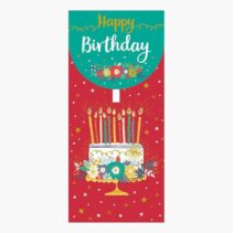 Pictura Tarjeta Money Cards - 9.6x21.3cm - Tematica Tarta de Cumpleaños - Embolsada Individualmente - Incluye Sobre Blanco - Papel con Certificacion FSC