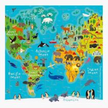 Pictura Tarjeta Puzzle - 15.5x15.5cm - Tematica Mapa del Mundo - 25 Piezas - Incluye Tarjeta Plegada y Sobre Blanco - Certificacion FSC