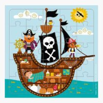 Pictura Tarjeta Puzzle Piratas - 15.5x15.5cm - 25 Piezas - Tematica Piratas - Incluye Tarjeta Plegada y Sobre Blanco - Certificacion FSC