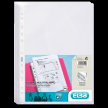 Elba Pack de 10 Fundas Multitaladro PP 70 Micras - Tamaño A4 - Acabado Cristal - Transparente