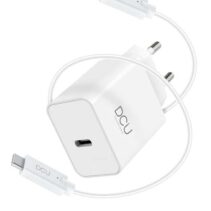 DCU Tecnologic Cargador USB Tipo C 30W - Carga Rapida y Eficiente - Diseño Compacto y Portatil - Cable de Alta Calidad - Color Blanco