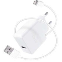 DCU Tecnologic Cargador USB 5V 2.4A + Cable Lightning MFI - 1m - Carga Rapida y Segura - Conector C89 - Color Blanco