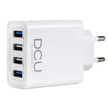 DCU Tecnologic Cargador Inteligente 4 Puertos USB - Carga Rapida para hasta 4 Dispositivos Simultaneamente - Color Blanco